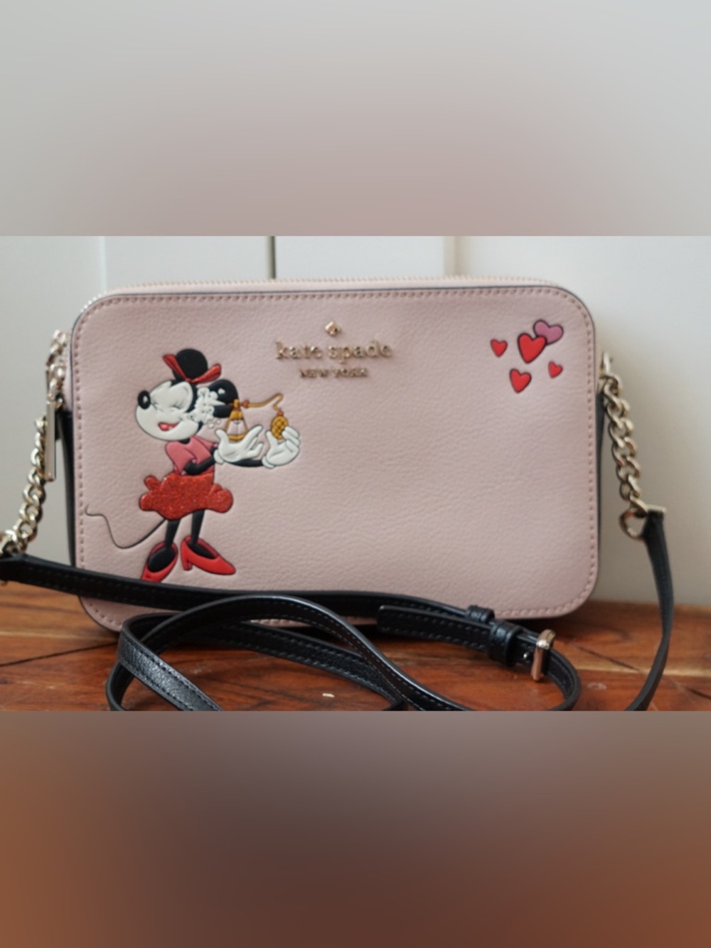 kate spade x Disney Minnie Mouse Crossbody Blush Pink Gold